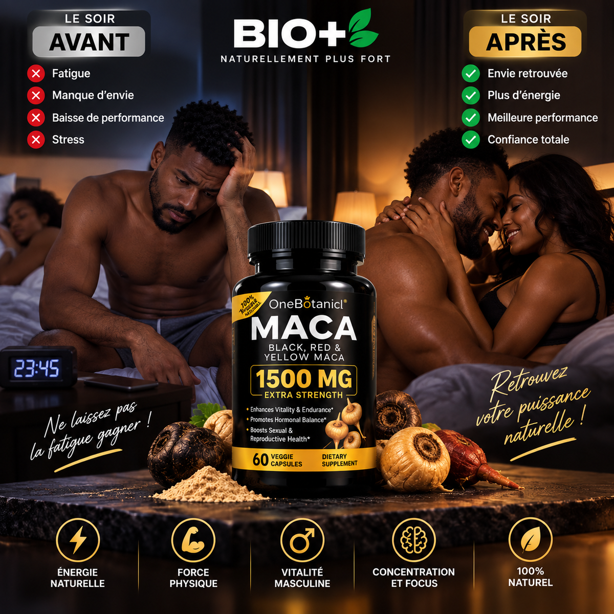 Maca Noir 1500 mg – Énergie & Vitalité