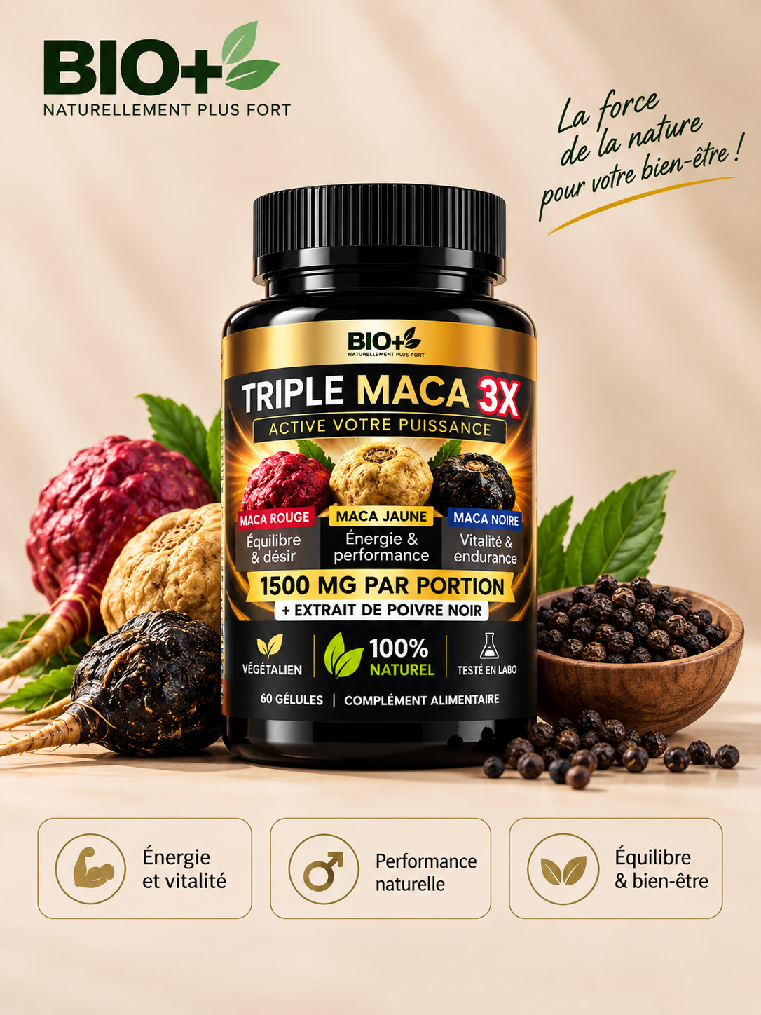 Triple Maca 3X – Énergie & Vitalité