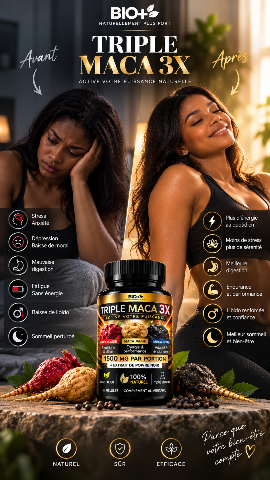 Triple Maca 3X – Énergie & Vitalité