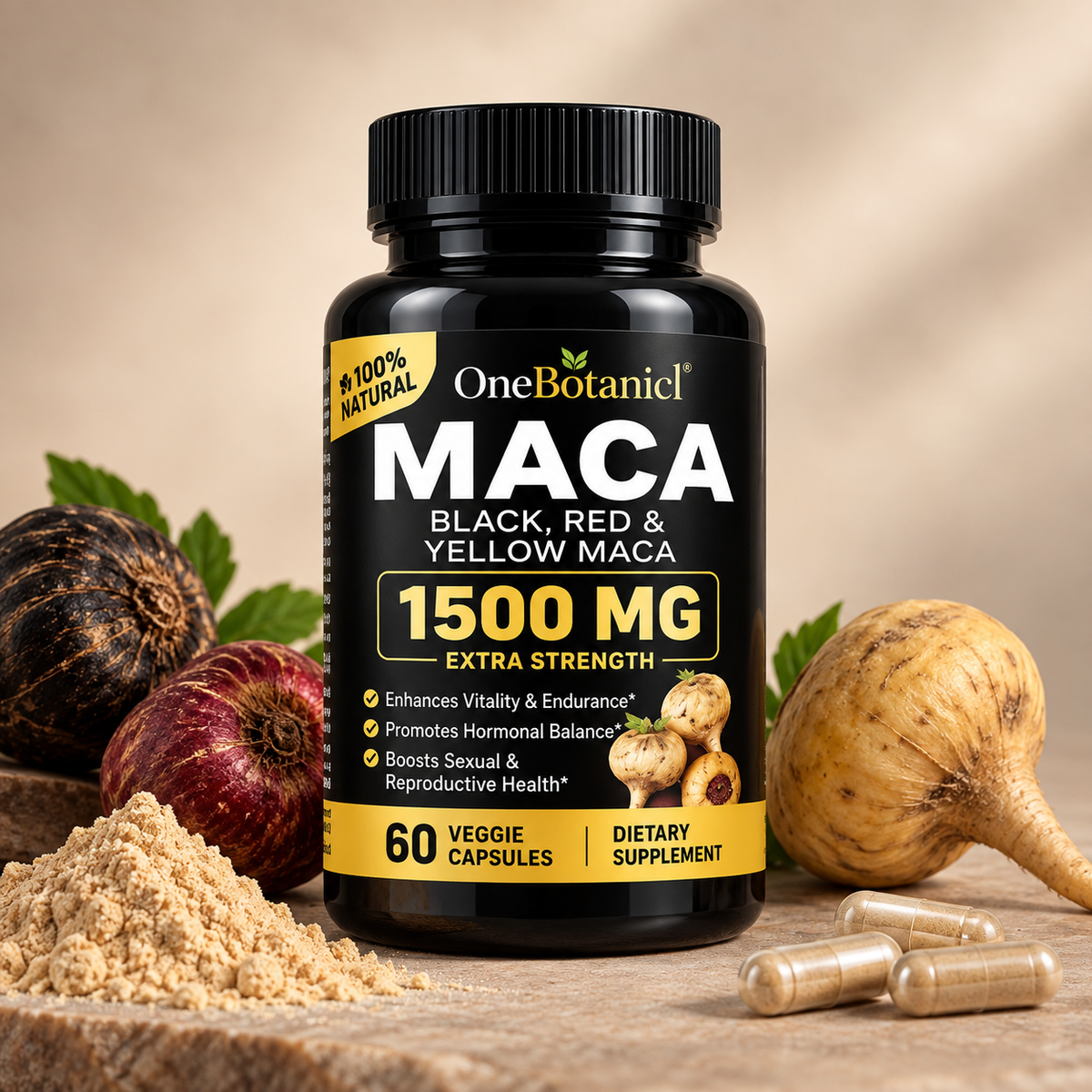 Maca Noir 1500 mg – Énergie & Vitalité